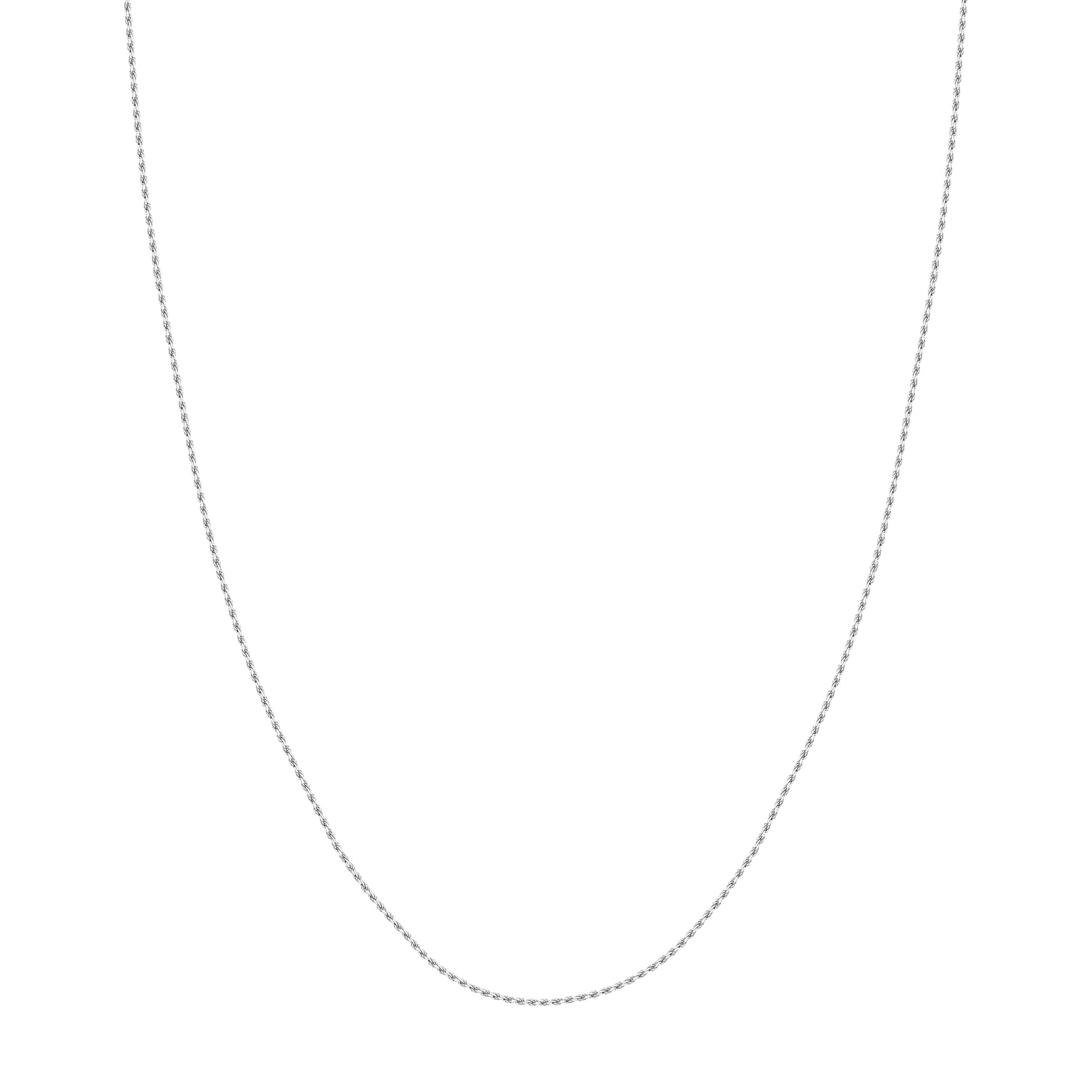 JEWELRY ADDICT 14K White Gold Men & Women's 22" 1.05mm Silicone Adjustable Diamond Cut Rope Chain Necklace