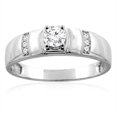 thumbnail image 1 of 14K White Gold Men's Diamond Ring 0.28 cttw 3/16 inch wide, size 9, 1 of 4