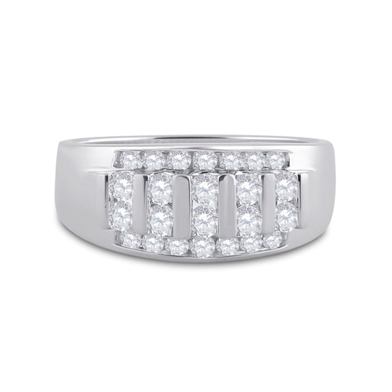 14K White Gold Mens Round Diamond Wedding Channel Set Band Ring 1 Cttw, Mens Size: 7-13