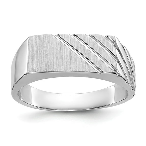 14K White Gold Mens Signet Ring