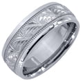 thumbnail image 1 of 14K White Gold Mens Wedding Band 7mm High Gloss Milgrain Comfort Fit, 1 of 1