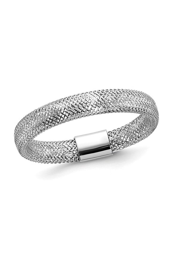 Gem & Harmony 14K White Gold Mesh Stretch Ring Band (SIZE 6) for Women