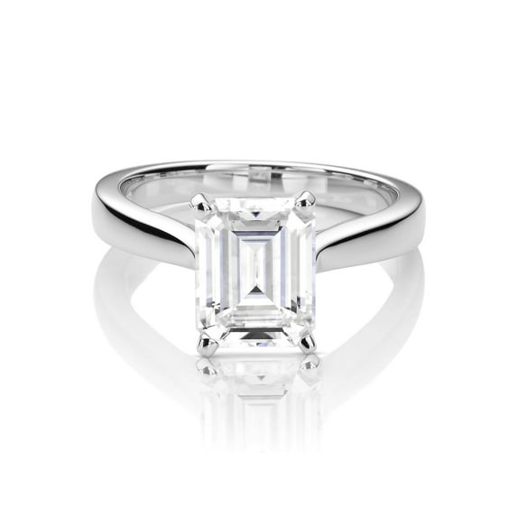 Charles & Colvard 14K White Gold Moissanite 9x7mm Emerald Engagement Ring-Size 5 2.52ct DEW