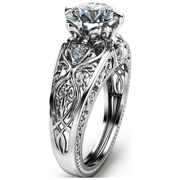 14K White Gold Moissanite Engagement Ring