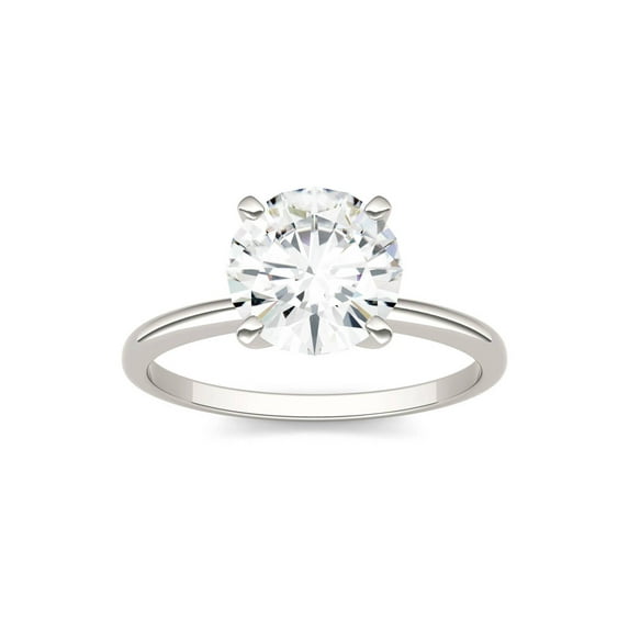 Charles & Colvard 14K White Gold Moissanite 8mm Round Engagement Ring-Size 7 1.90ct DEW