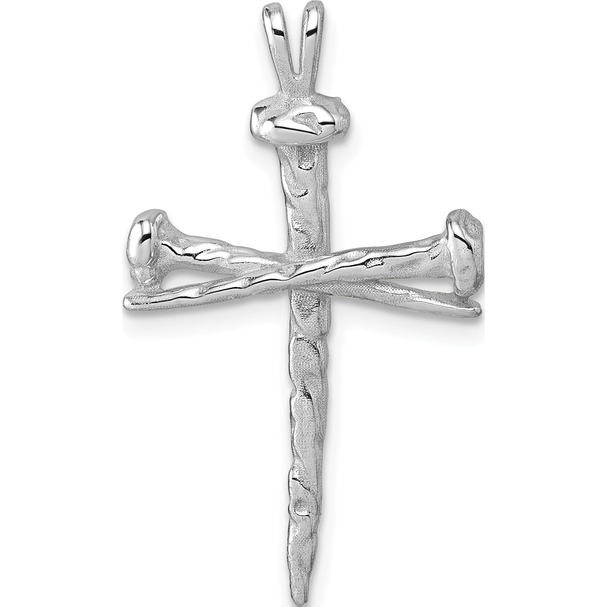 14K White Gold Nail Cross Charm Material Primary - Sculptural Fashionable Radiant Ideal for collectors and jewelry lovers