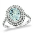 thumbnail image 1 of 14K White Gold Natural Aquamarine Two Halo Diamond Engagement Ring 9x7 mm Oval, size 6, 1 of 1