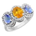 thumbnail image 1 of 14K White Gold Natural Citrine & Tanzanite 3-Stone Ring Oval Diamond Accent, size 10, 1 of 2