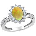 thumbnail image 1 of 14K White Gold Natural Ethiopian HQ Opal Diamond Halo Engagement Ring Oval 8x6mm, size 8.5, 1 of 1