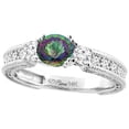 thumbnail image 1 of 14K White Gold Natural Mystic Topaz & Diamond Ring Round 6 mm, size 5.5, 1 of 4