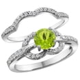 thumbnail image 1 of 14K White Gold Natural Peridot 2-piece Engagement Ring Set Round 6mm, size 6, 1 of 2