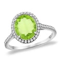 thumbnail image 1 of 14K White Gold Natural Peridot Diamond Halo Engagement Ring 10x8 mm Oval, size 7.5, 1 of 1