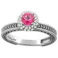 thumbnail image 1 of 14K White Gold Natural Pink Topaz & Diamond Engagement Ring Round 5 mm, size 5, 1 of 3