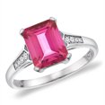 thumbnail image 1 of 14K White Gold Natural Pink Topaz Ring 9x7 mm Octagon with Diamond Accent, size 6.5, 1 of 1