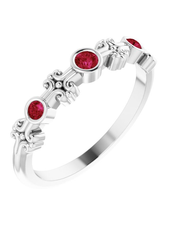 14K White Gold Natural Ruby Bezel-Set Ring - Solid Gold Fine Jewelry | Jewelry by Sweet Pea