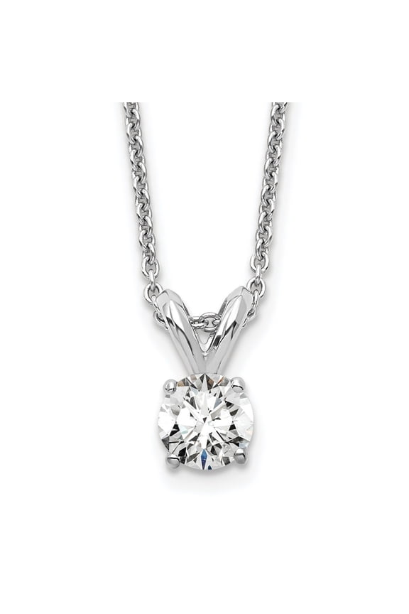 14K White Gold Necklace with Pendants Chain WG 1/4 carat total weight Round VS/SI GH Lab Grown Diamond Solitaire 18in 18 inch