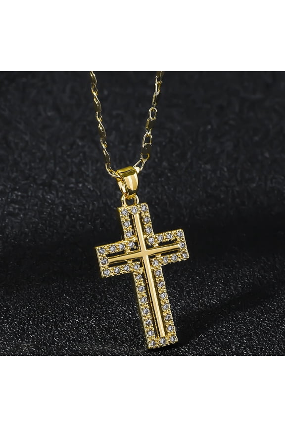 14K White Gold Necklaces Cross Goth Hip Hop Pendant Choker Men's Chain Fashion Necklace For Women Jewelry Party Gifts One Piece