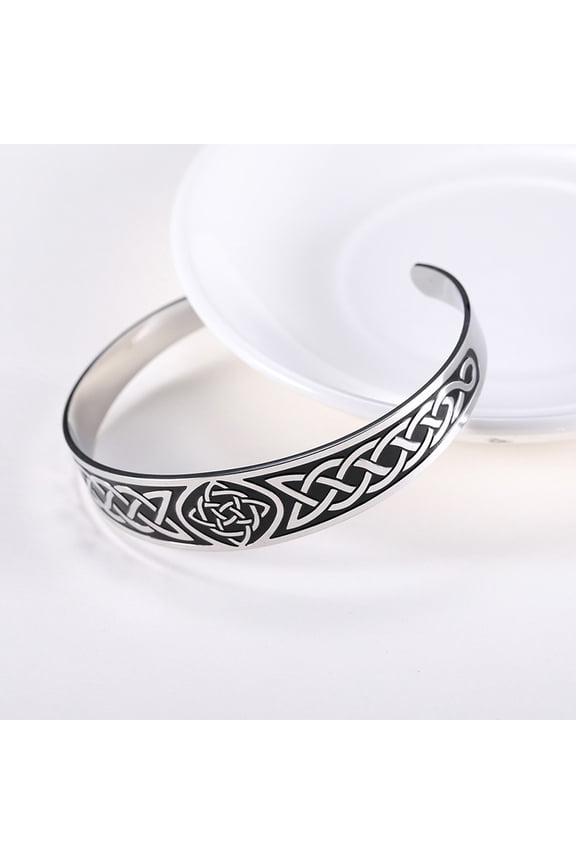 14K White Gold Nordic Celtic Knot Bracelet Men's Witchcraft Symbol Amulet Bracelet Adjustable Cuff Bracelet Birthday Gift