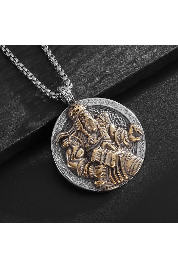 14K White Gold Nordic Design Amulet Pendant Norse God Thor Necklace Viking Jewelry