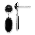 thumbnail image 1 of 14K White Gold Onyx Oval Dangle Post Earrings, 1 of 1