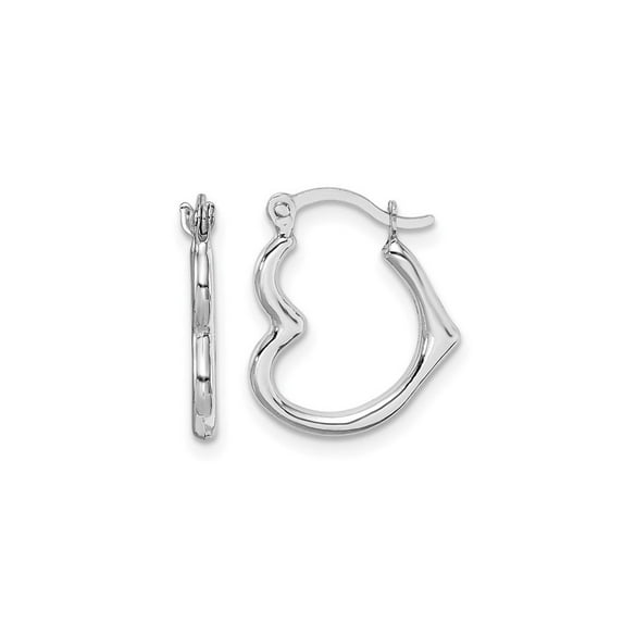 14K White Gold Open Heart Hoop Earrings