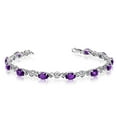 thumbnail image 1 of 14K White Gold Oval Amethyst and Diamond Bracelet, 1 of 3