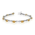 thumbnail image 1 of 14K White Gold Oval Citrine and Diamond Bracelet, 1 of 3