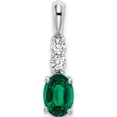 thumbnail image 1 of 14K White Gold Oval Created Emerald And Diamond Pendant (Width 5) (Length 19) - Jbsp, 1 of 5
