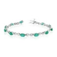 thumbnail image 1 of 14K White Gold Oval Emerald and Diamond Bracelet, 1 of 3