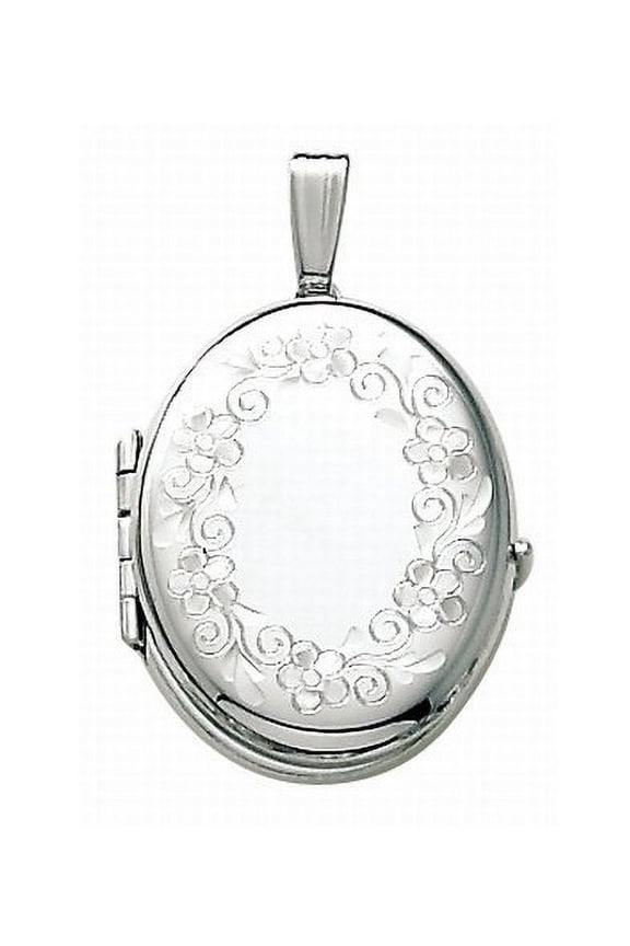 14K White Gold Oval Four Photo Locket 3/4 in x 1 in White Gold