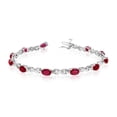 thumbnail image 1 of 14K White Gold Oval Garnet and Diamond Bracelet, 1 of 3