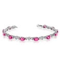 thumbnail image 1 of 14K White Gold Oval Pink Topaz and Diamond Bracelet, 1 of 3
