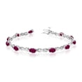 thumbnail image 1 of 14K White Gold Oval Ruby Stones And Diamonds Tennis Bracelet, 7", 1 of 1