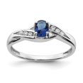 thumbnail image 1 of 14K White Gold Oval Sapphire Diamond Ring, Size 7, 1 of 1