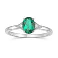 thumbnail image 1 of 14K White Gold Oval Shape Created Emerald Cubic Zirconia Engagement Ring, 1 of 5