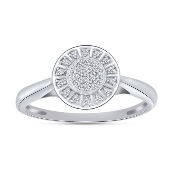 AFFY 14K White Gold Over Sterling Silver Natural Round Cut White Diamond Halo Frame Engagement Ring For Women's, Ring Size-8 (0.1 Cttw, J-K Color, I2-I3 Clarity)