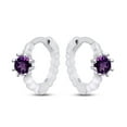 thumbnail image 1 of AFFY 14K White Gold Over Sterling Silver Round Simulated Amethyst Solitaire Vintage Hoop Earrings For Women, 1 of 1