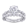 thumbnail image 1 of AFFY 7.5MM Round Moissanite Diamond Wedding Bridal Ring Set for Women 14K White Gold over Silver-4, 1 of 7