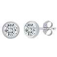 thumbnail image 1 of AFFY 14K White Gold Over Sterling Silver White Cubic Zirconia Bezel Set Stud Earrings For Women, 1 of 1