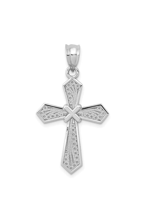 14K White Gold Passion Cross Pendant