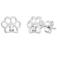 thumbnail image 1 of 14K White Gold Paw Stud Earring Animal Dog or Cat, Real Gold Studs, 1 of 9