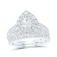 thumbnail image 1 of 14K White Gold Pear Diamond Halo Bridal Wedding Ring Set - 2 CTTW, 1 of 1