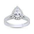 thumbnail image 1 of 14K White Gold Pear Diamond Lab Grown Created Halo Bridal Wedding Ring Band Set 1 Cttw Jewelry For Women (Color-H-I, Clarity-VS-SI) EGL Certified Ring Size - 5, 1 of 1