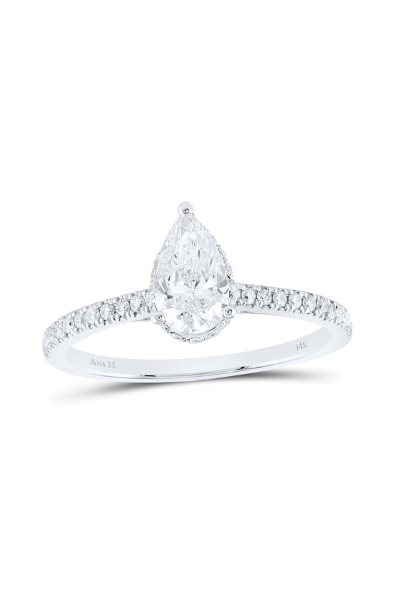 14K White Gold Pear Diamond Solitaire Bridal Wedding Engagement Ring 1ctw, Women's Size: 5-10