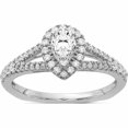 thumbnail image 1 of 14K White Gold Pear Halo Diamond Semi-Mount Engagement Ring (Size 7) Made In India -Jewelry By Sweet Pea, 1 of 10
