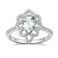 thumbnail image 1 of 14K White Gold Pear Shape Created Aquamarine Cubic Zirconia Hollow Flower Engagement Ring, 1 of 5