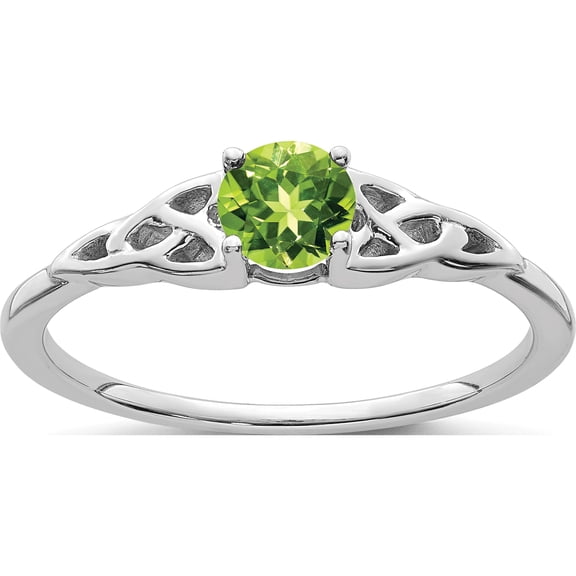 Jewelry by Sweet Pea 14K White Gold 4.5mm Round Peridot Celtic Knot Ring