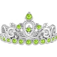 thumbnail image 1 of 14K White Gold Peridot Crown Ring (August) (8.5), 1 of 6