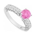 thumbnail image 1 of 14K White Gold Pink Sapphire & Diamond Engagement Ring, 1.00 CT - Size 5, 1 of 1