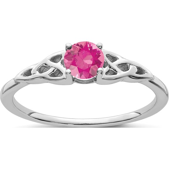 14K White Gold Pink Tourmaline Celtic Knot Ringsize 7 - Jbsp